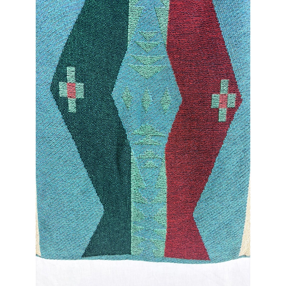 Southwestern Woven Tapestry 2 Pillow Covers Teal Burgundy Geometric Mountain - Picture 14 of 16